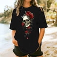 thumbnail image 5 of Inverlee Women's Plus Size Tunic Tees Trendy Gothic Floral Print Short Sleeve Tshirts Casual Loose Fit Crewneck Tunic Tops, 5 of 5