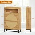 thumbnail image 3 of Shoe Storage Cabinet,Rattan Shoe Cabinet with 2 Flip Drawers & Sensor Light,Free Standing Wooden Shoe Organizer,Narrow Shoe Rack Cabinet for Entryway,Hallway, 3 of 8