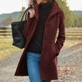 thumbnail image 2 of Hfyihgf Wool Blend Peacoats for Women Notched Lapel Single Breasted Trench Coat Long Sleeves Winter Overcoat z2-Wine L, 2 of 5