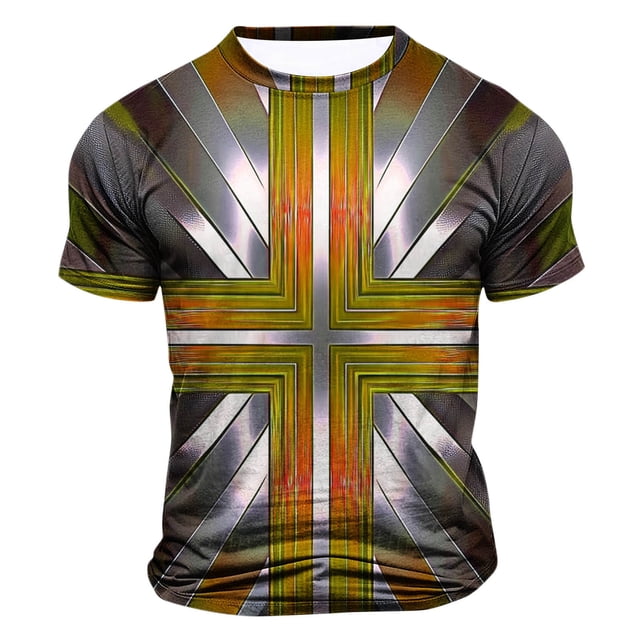 WAENQINLA T-Shirts Graphiques 3D pour Hommes Mode Croix Imprimée Décontractée Manches Courtes Tee Léger Col Rond Muscle Shirt
