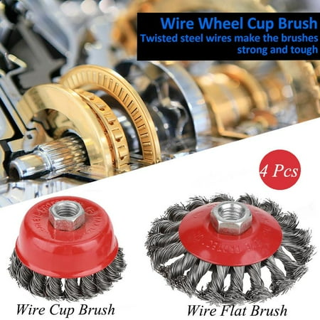 - Anauto 4Pcs Rotary Twist Knot Flat Cup Steel Wire Wheel Brush Set for Angle Grinder Rust Paint Removal, Steel Wire Cup Brush, Steel Wire Wheel Brush