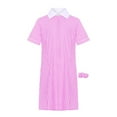 thumbnail image 4 of iixpin Girls Short Dress Collar Skater Tunic Causal Cute School Uniform Kids Party Dress for Summer Pink 8, 4 of 6
