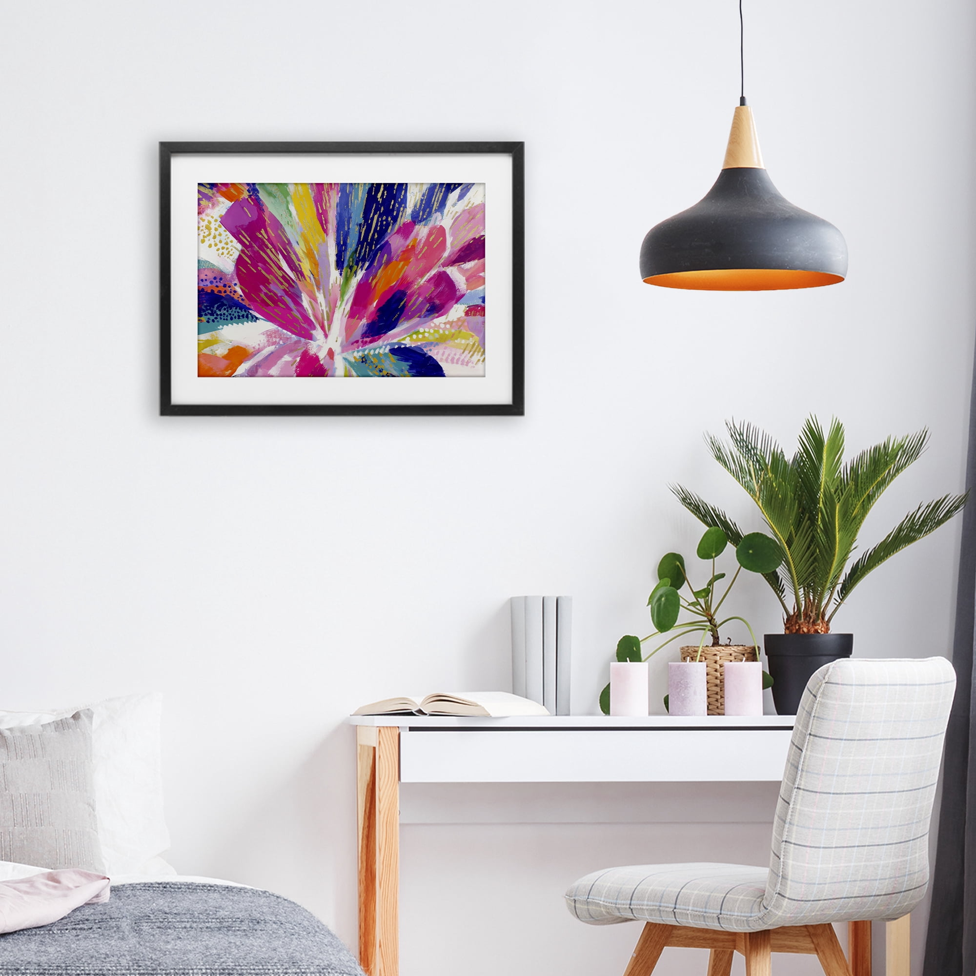 Stupell Industries Flower Burst in Vibrant Tones Black Framed Print Under Glass, design by Chromatic Storm Studio