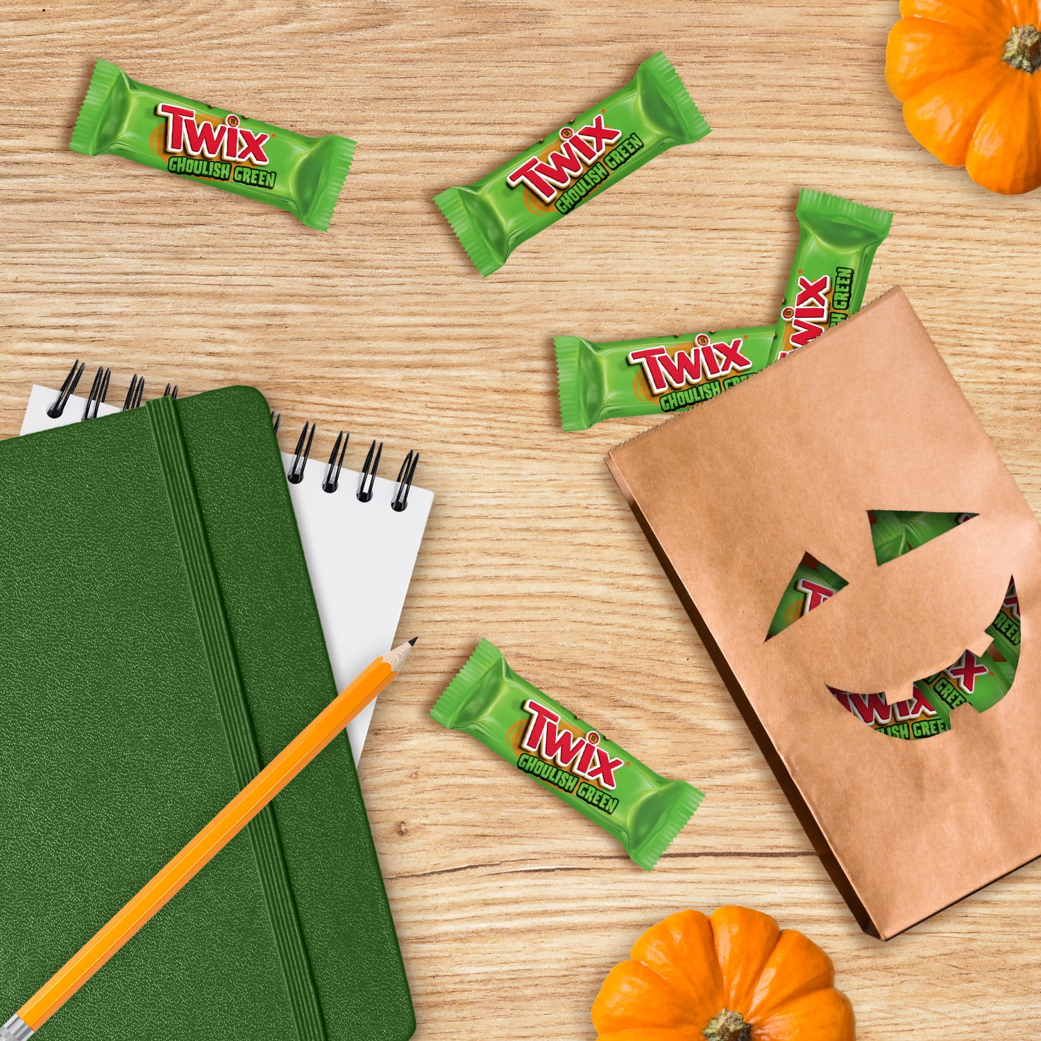 Twix Ghoulish Green Fun Size Halloween Chocolate Bars - 9.8 oz Bag