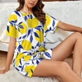 thumbnail image 6 of Bingfone Tropical Lemon Print Pajamas Sets for Women Soft Short-Sleeved Pjs with Lounge Shorts Two Piece Sleepwear, 6 of 8