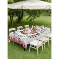 thumbnail image 4 of Outdoor Tablecloths with Umbrella Hole & Zipper, Pink Roses 54x80 Inch Tablecloth Rectangle, Spring Horseshoes Floral Leaves Gray Wood Waterproof Table Cloth, Patio/Pool/Picnic Table Covers, 4 of 8