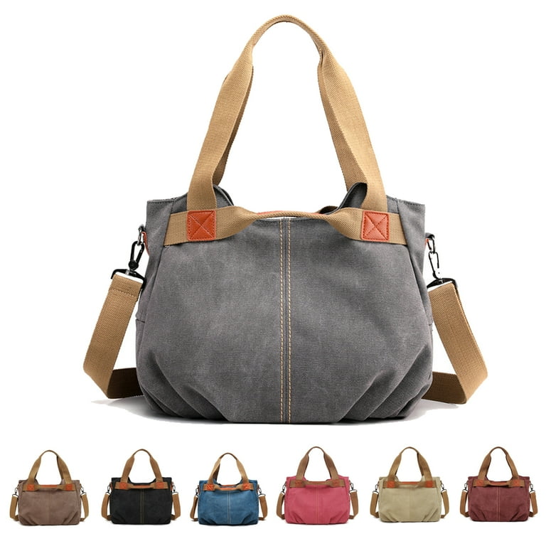 Women's Casual Adjustable Shoulder Strap Canvas Multi-pocket