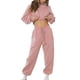 thumbnail image 1 of 2 piezas de sudadera con capucha para mujer, pantalones largos, jersey de manga, color puro con bolsillo, informal, holgado, color rosa XL, 1 of 6