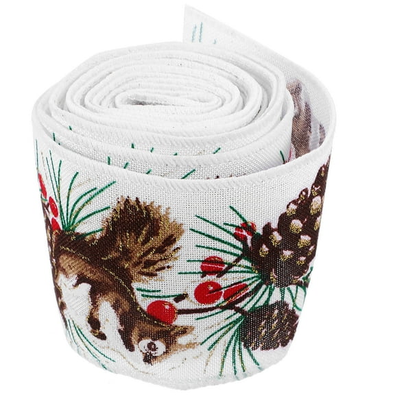 Homoyoyo Merry Christmas Ribbon Wired Multi Linen 1 Roll for Christmas Tree Decoration