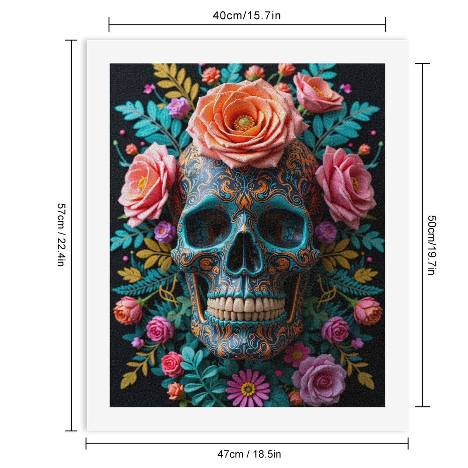 Paint By Numbers Kit for Adults Beginner - DIY Skull Flowers Colorful Design Art Canvas Painting Kits for Adults, Frameless Paint By Number for Adults for Home Wall Decor 16x20 Inch