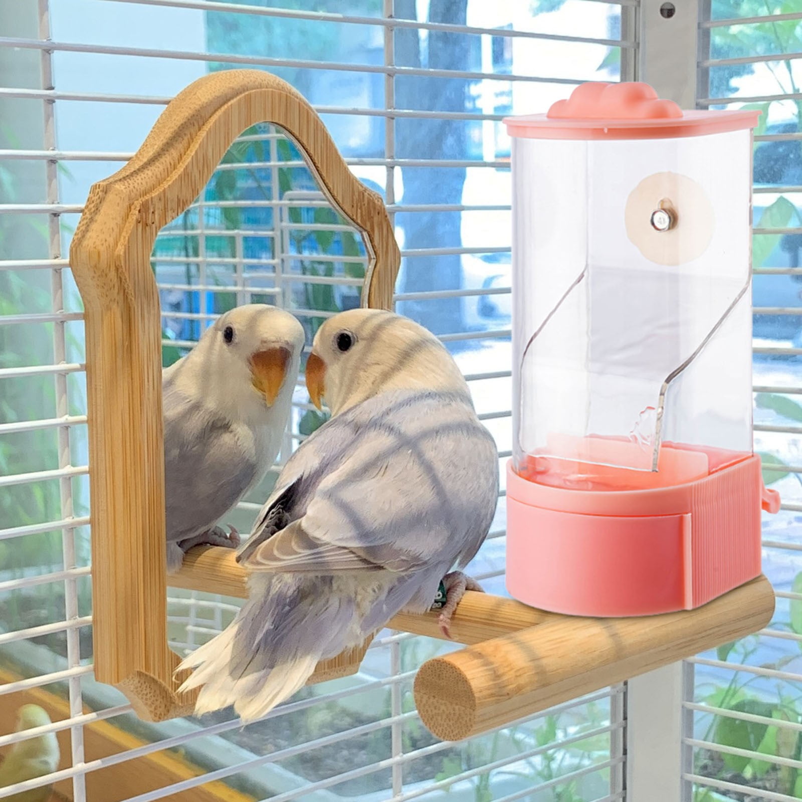 Automatic Bird Food Dispenser Feeder, Scatter Proof and Husk Separation Food Box, for Convenient and Clean Feeding of Caged Parrots and Pet Birds