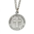 thumbnail image 2 of Extel Large Round Pewter U.S. Navy Medal Pendant with Cross and Philippians 4:13 on the Back for Men Women with 24" chain, 2 of 6