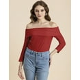 thumbnail image 2 of Moomaya Solid Off-Shoulder Tops, Womens Full Sleeve Casual Vacation Top, 2 of 9