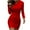 Red, variant on Women Dress Fall Winter Leisure Solid Tight Hooded Long-Sleeved Dress Clothes Sale