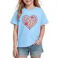 thumbnail image 3 of Piuwrlz Short Shirts Sleeve Kids Girls Graphic T-Shirts Cotton Pullover Blue Size 9 Years, 3 of 10