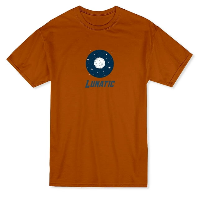 Moon At Space Graphic And "Lunatic" Quote Underneath Men's Texas Orange T-shirt