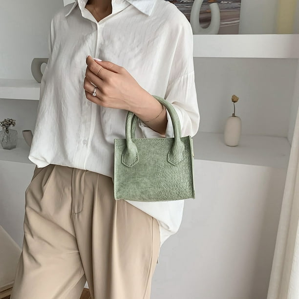 Bolso de hombro de piel de cocodrilo Vintage, Bolso cruzado pequeño puro para mujer
