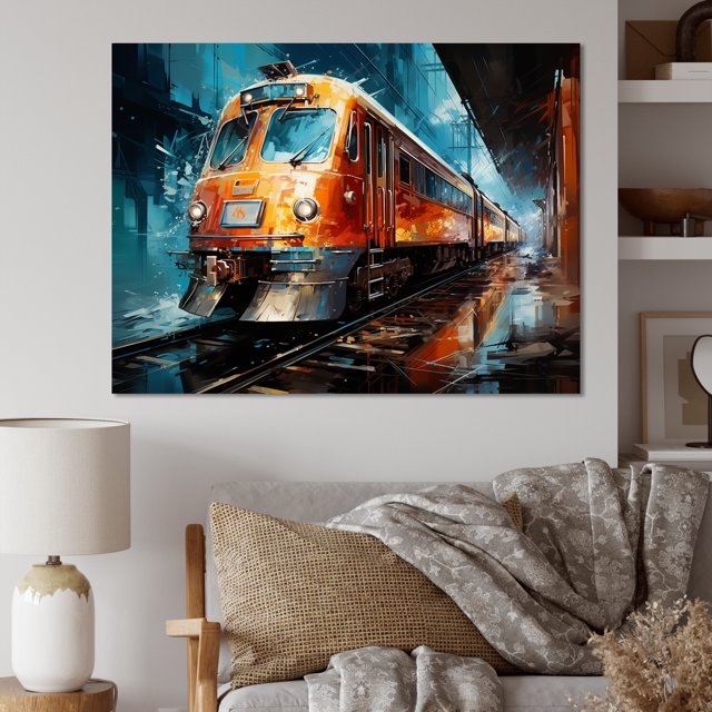 Designart Grande Oeuvre Murale de Train, composition Dynamique de Train, Déco Murale de Train, Toile Moderne Multicolore, 40x30 Pouces
