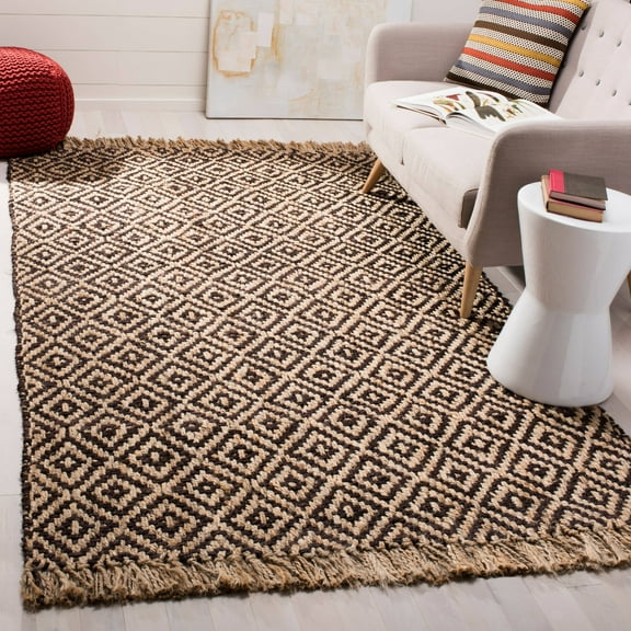 SAFAVIEH Natural Fiber Thomas Geometric Jute Area Rug, Brown/Natural, 5' x 8'