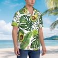 thumbnail image 5 of Balery Watercolor Green Tropical Print Men's Hawaiian Shirts Short Sleeve Beach Shirt Relaxed Fit Vacation Button Down Shirts-Medium, 5 of 9