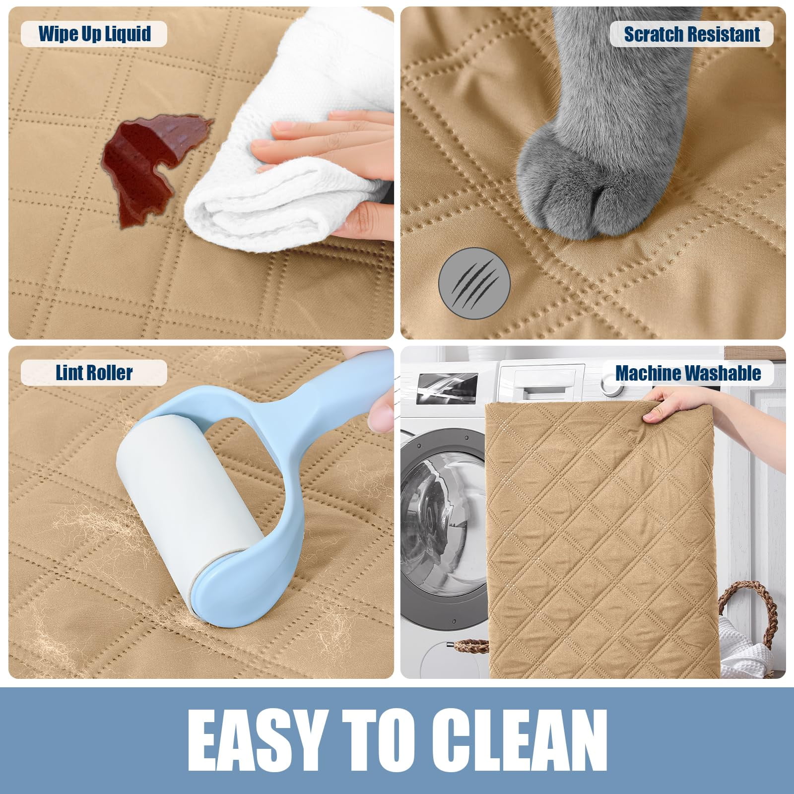 Smiry Waterproof Pet Couch Covers, Washable Dog Blankets for Couch & Bed, Reversible Sofa Cover for Living Room (52x82 Inch, Camel/Beige)
