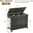 thumbnail image 4 of Laundry Hamper with Wheels, 52.8 Gallon(200L) Rolling Laundry Basket with Lid, 3-Section Rattan Clothes Hamper with 3 Removable Liner & 3 Mesh Bags, Laundry Sorter with Side Pocket, Brown, 4 of 8