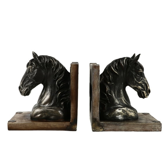 1 Pair Retro Style Adornments Horse Head Bookends Resin Bookshelf Accessories