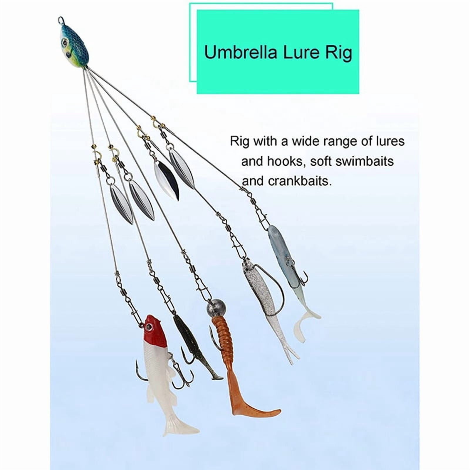 20X Umbrella Rigs for Bass Stripers Fishing, Freshwater Fishing Swimbait Lures Rig Kit, Blue,20 x rig,blue