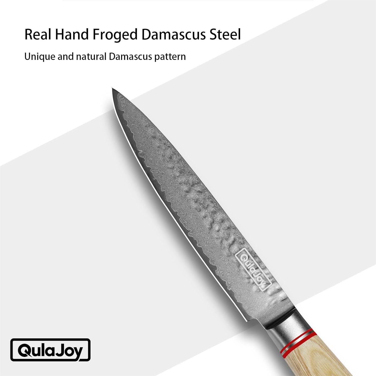 Qulajoy 4.9 Inch Utility Knife, Japanese Kitchen Knife Sharp Damascus Chef Knife for Meat Vegetable Cutting