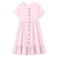 thumbnail image 4 of MYAOYI Womens Summer Casual Short Sleeve Button Down Ruffle Hem Dress Loose Fit Beach Vacation, 4 of 8