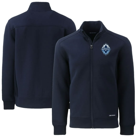 Men's-Cutter & Buck  Navy Vancouver Whitecaps FC Roam Eco Tri-Blend Recycled Full-Zip Jacket