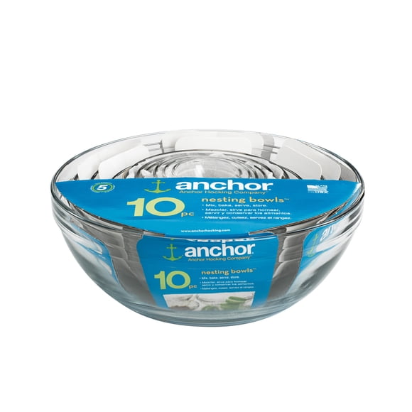 Set de cuencos para mezclar Anchor Hocking, 10 piezas, vidrio