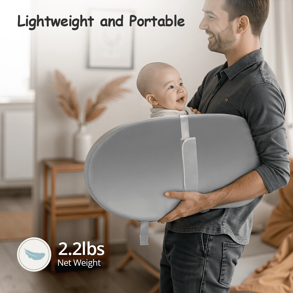 Baby Changing Pad, Caveen Baby Changing Station for Diaper Change and Dresser, with Waterproof Wipe-Clean PU Cover and Non-Slip Bottom, Portable, Grey