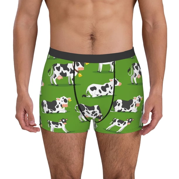 Fotbe Cows With Calfs Green Calzoncillos Tipo Boxer con Bolsa de Soporte Total para Hombre, X-Temp Fresco, Transpirable y de Secado Rápido-Small