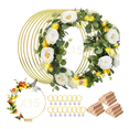 thumbnail image 1 of 15 pzs Centro De Mesa Con Forma De Aro Floral Metal Boda 30cm Malubero, Dorado, 1 of 5