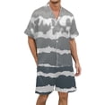 thumbnail image 1 of Men's Gradient Printed Satin Short Sleeve Button Up Pajama Loungewear Set for Comfortable Sleep and Relaxation at Home, 1 of 4