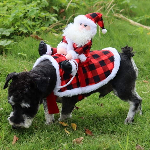 Pet Christmas Santa Costume Funny Holiday Party Cosplay Outfit for Dogs Cats and All Breeds Red L
