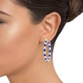 thumbnail image 3 of Yafe 18K White Gold Plated Inside Out Hoop Earrings Blue and White CZ Stones Everyday Wear Hoops, 3 of 4