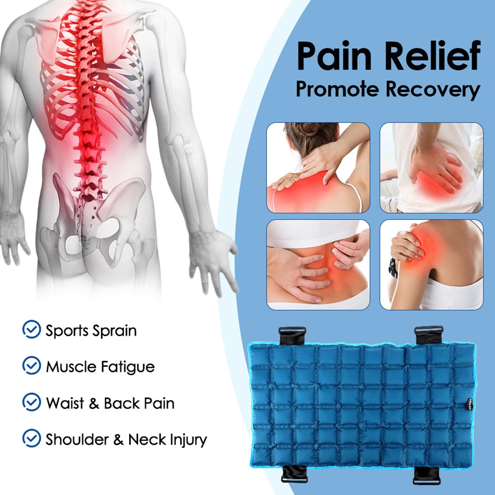 Ergonomic Ice Wrap for Injury – Reusable Gel Pack for Back Shoulders Arms Legs Elbow Knee Neck and - Flexible Bi-Clinical Cold Compress for Sports