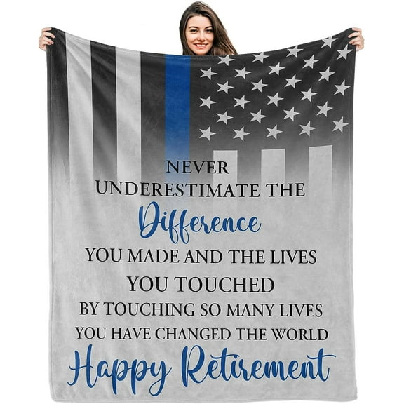 Police Retirement Gifts, Police Retirement Decorations for Men, Best Retirement Gifts for Police Officers from Family Friends Coworkers, 50"x60" Throw Blanket for Retired Police Officers Men