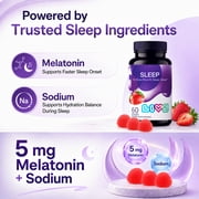 LIVS Sleep Gummies - 5mg Melatonin Gummy Supplement for Adults - Easy & Deep Sleep - Strawberry Flavor Vegan Gummies - 60 Count with 30 Servings