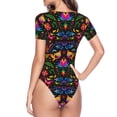 thumbnail image 4 of Easygdp Mexican Flower Traditional1 Women'S Waist-Cinching Short-Sleeved Onesie, Olastic Onesiet,Snaps At Bottom,Easy To Put On And Take Off - Large, 4 of 9