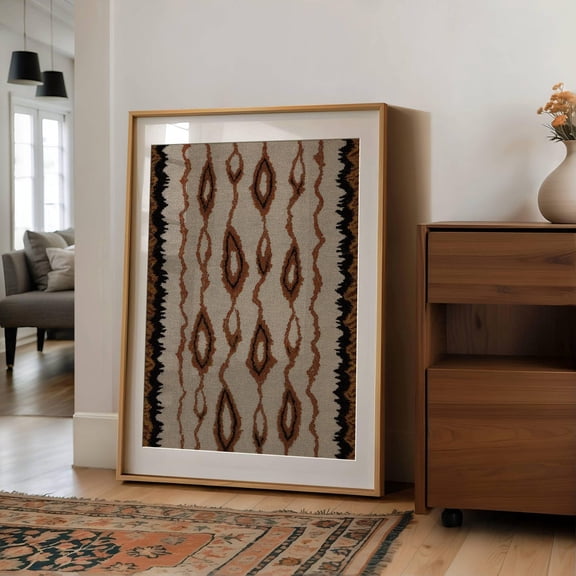 Neutral Textile Wall Art African Pattern Print Earthy Wall Art Vintage Textile Southwestern Wall Art Earthy Room Decor Aztec Home Decor #938, Unframed Poster Size 8x12