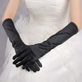 thumbnail image 2 of XMMSWDLA Wedding Satin Gloves Bridal Gloves 1920s Party Prom Elbow Length Long Opera Glove Halloween Gloves For Women And Girls Youth Football Gloves Black, 2 of 3