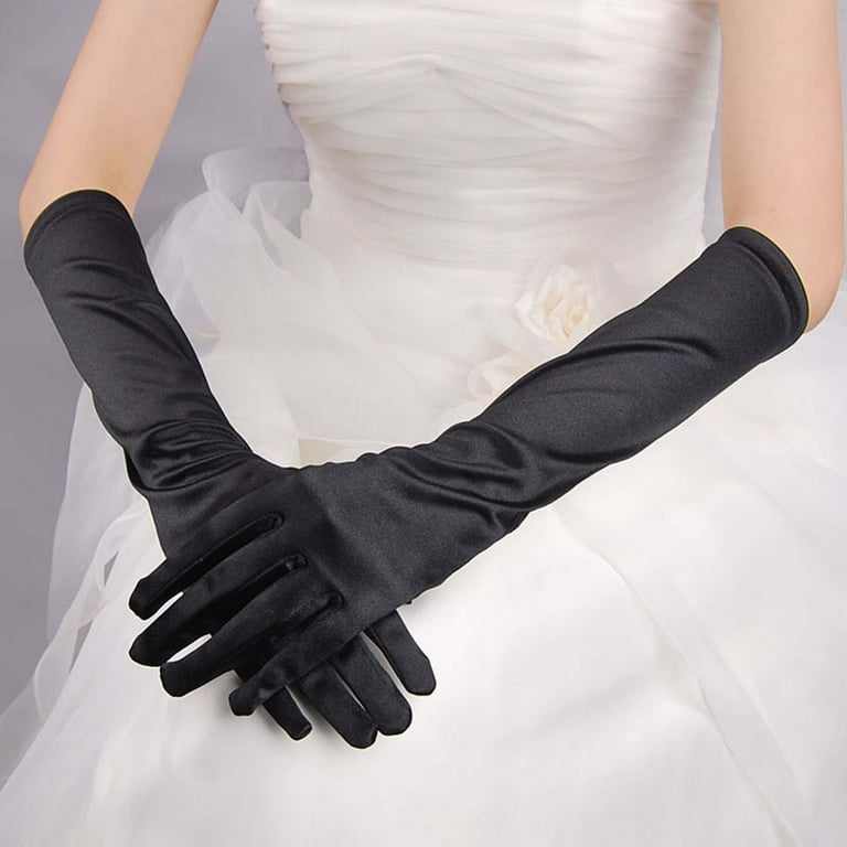 Fesfesfes Womens Satin Long Gloves Opera Wedding Bridal Evening