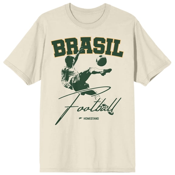 Homestand Brasil Football Adult Natural Crew Neck Short Sleeve T-shirt-3XL