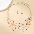 thumbnail image 6 of Lady Necklace Earrings Set Multi-layered Colorful Faux Pearl Bohemian Adjustable Length Faux Crystal Hook Earrings Party Prom Neck Ear Jewelry Set, 6 of 7