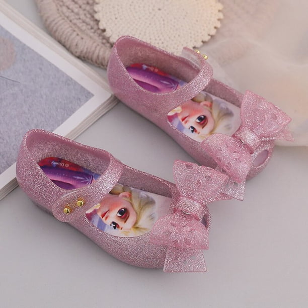 Nuevas sandalias de princesa elsa de Disney para niñas, zapatos de gelatina, impermeables, antideslizantes, bonitos zapatos de gelatina para niños, plantilla 140 de 14CM Gao Jinjia LED