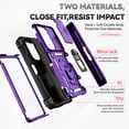 thumbnail image 5 of Phone Case for Samsung Z Fold 6 Case with Ring Holder Camera Lens Protector Slide Cover Black Shockproof Samsung Galaxy Z Fold 6 Case Rugged Heavy Duty with Pen Slot (Purple), 5 of 16