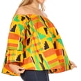 thumbnail image 4 of Sakkas Abree Off-shoulder Short Sleeve Blouse Top Ankara Wax Dutch African Print - 57-Multi - One Size Regular, 4 of 5